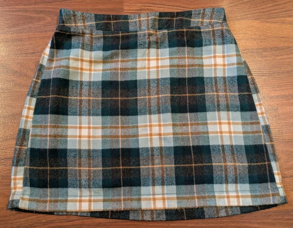 American Eagle Womens Plaid Mini Skirt Blue Green Preppy Y2K Academia